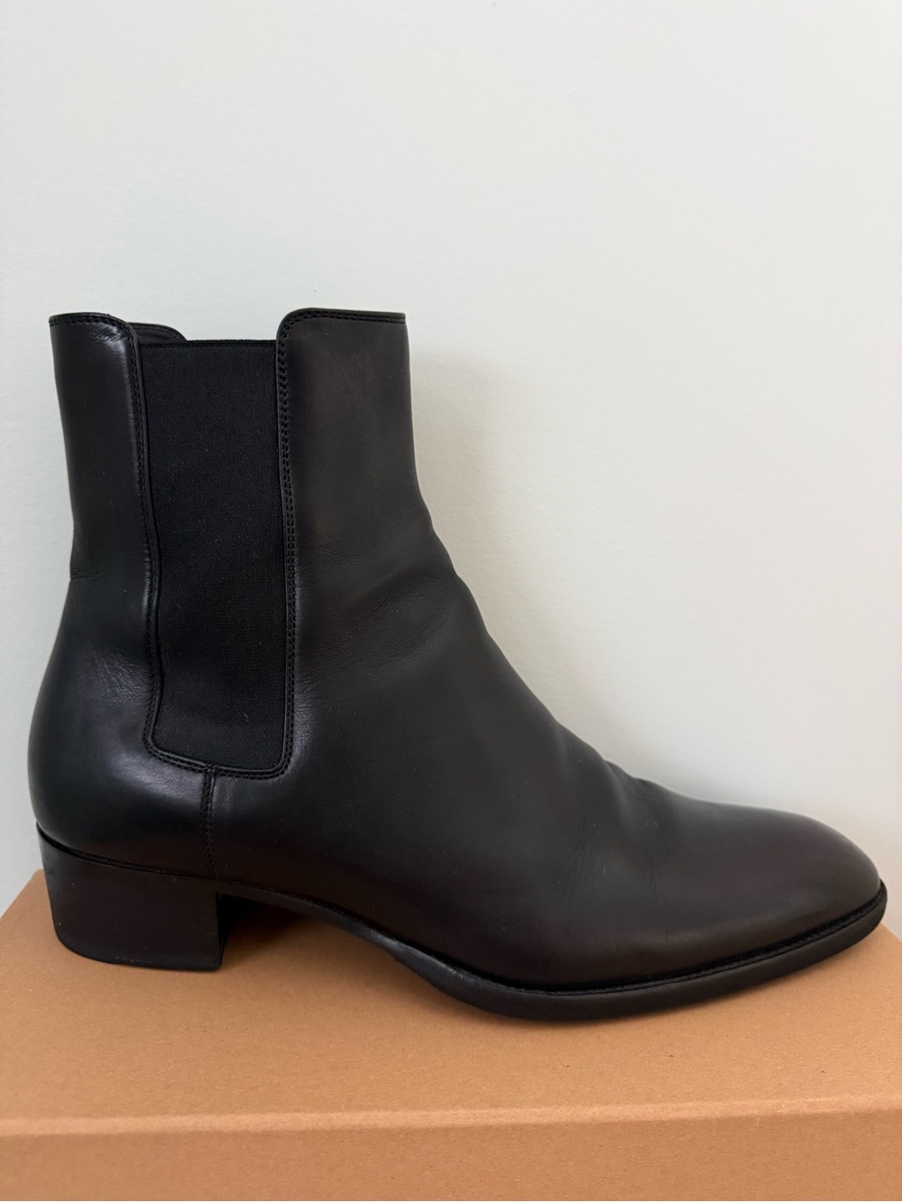 Saint Laurent Wyatt Black Leather Boots
